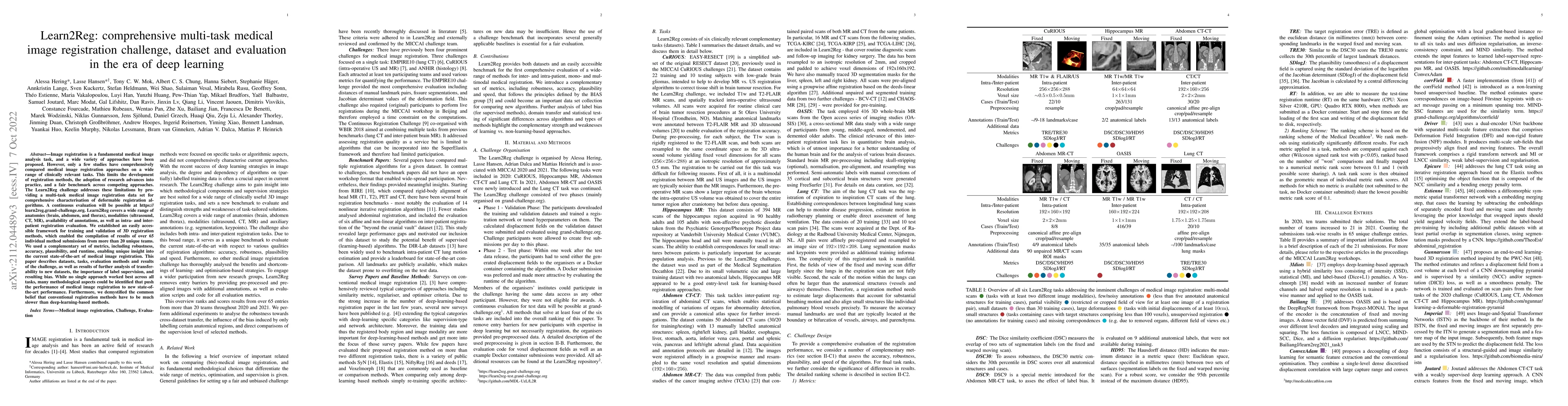 Thumbnail for Learn2Reg: comprehensive multi-task medical image registration
  challenge, dataset and evaluation in the era of deep learning