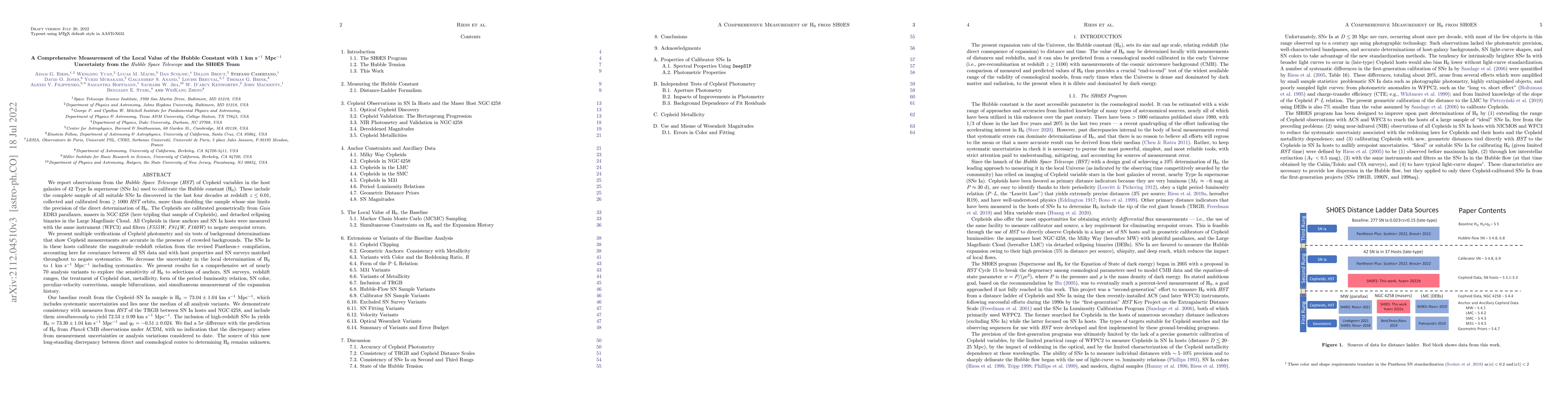 Thumbnail for A Comprehensive Measurement of the Local Value of the Hubble Constant
  with 1 km/s/Mpc Uncertainty from the Hubble Space Telescope and the SH0ES
  Team