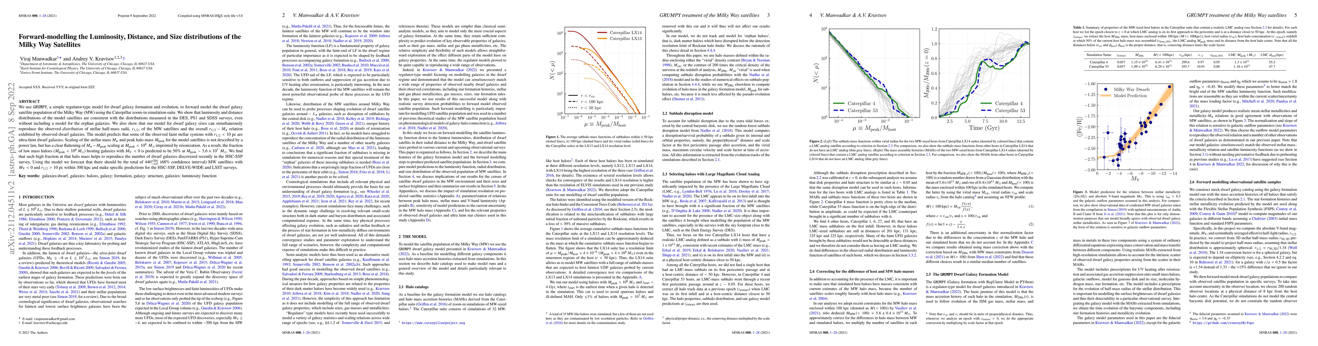 Thumbnail for Forward-modelling the Luminosity, Distance, and Size distributions of
  the Milky Way Satellites