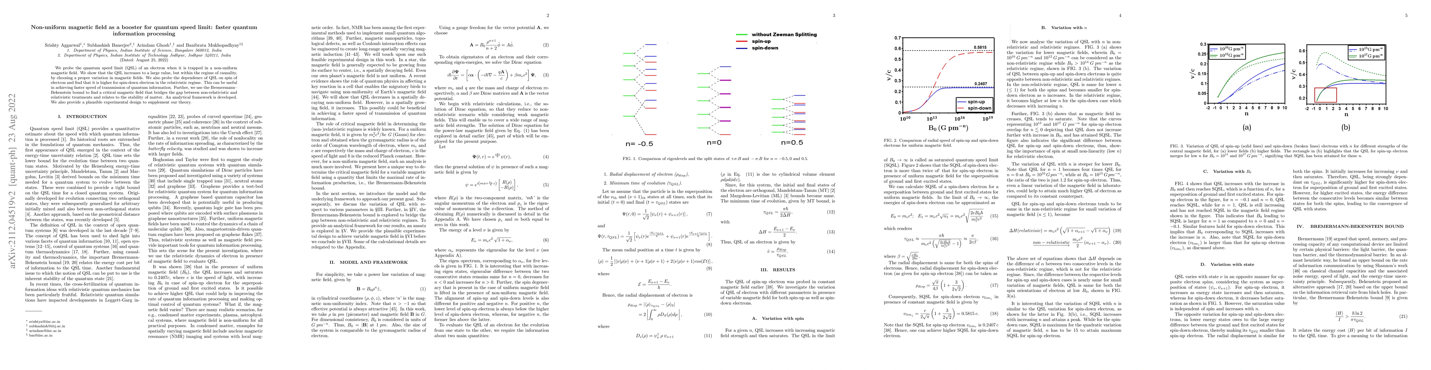 Thumbnail for Non-uniform magnetic field as a booster for quantum speed limit: faster
  quantum information processing