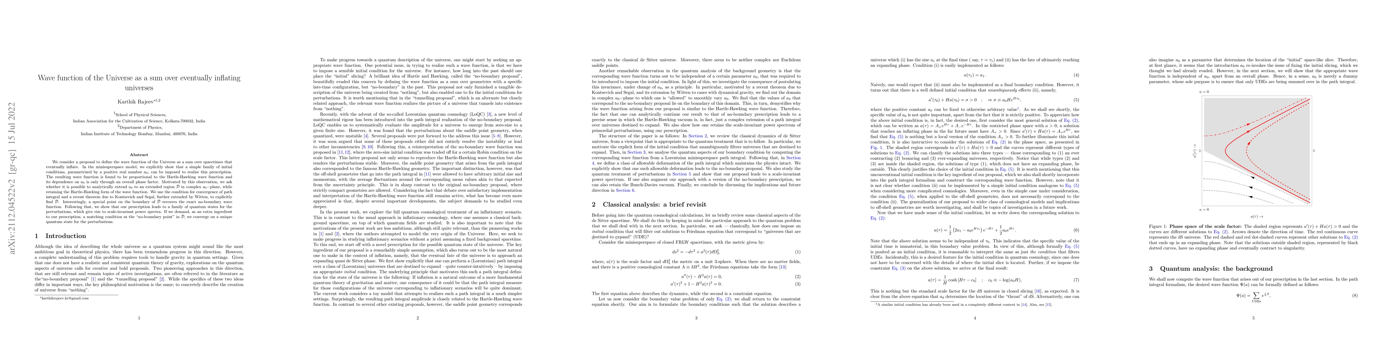 Thumbnail for Wave function of the Universe as a sum over eventually inflating
  universes