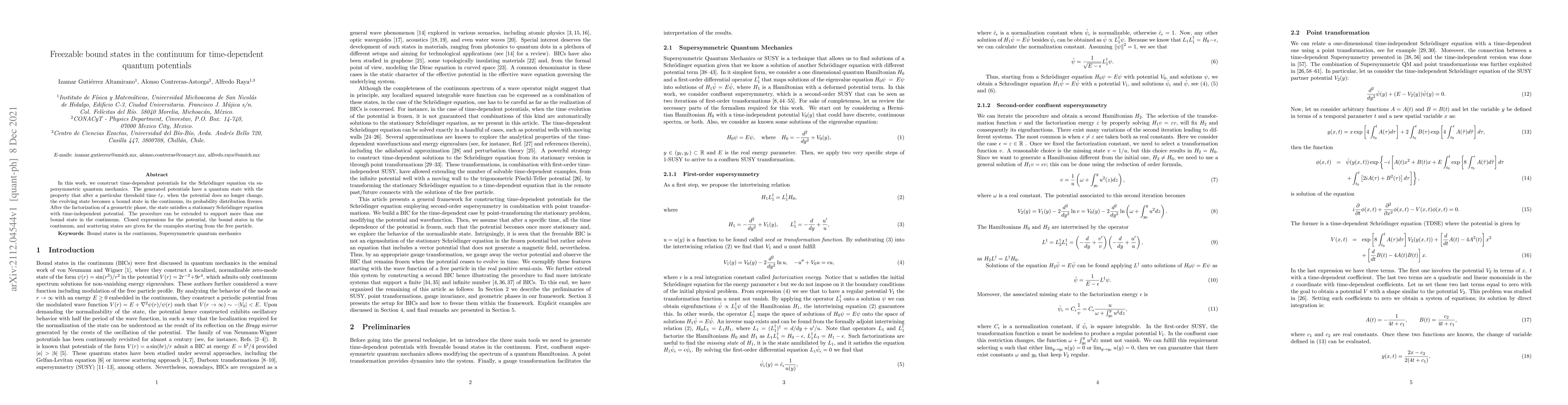 Thumbnail for Freezable bound states in the continuum for time-dependent quantum
  potentials