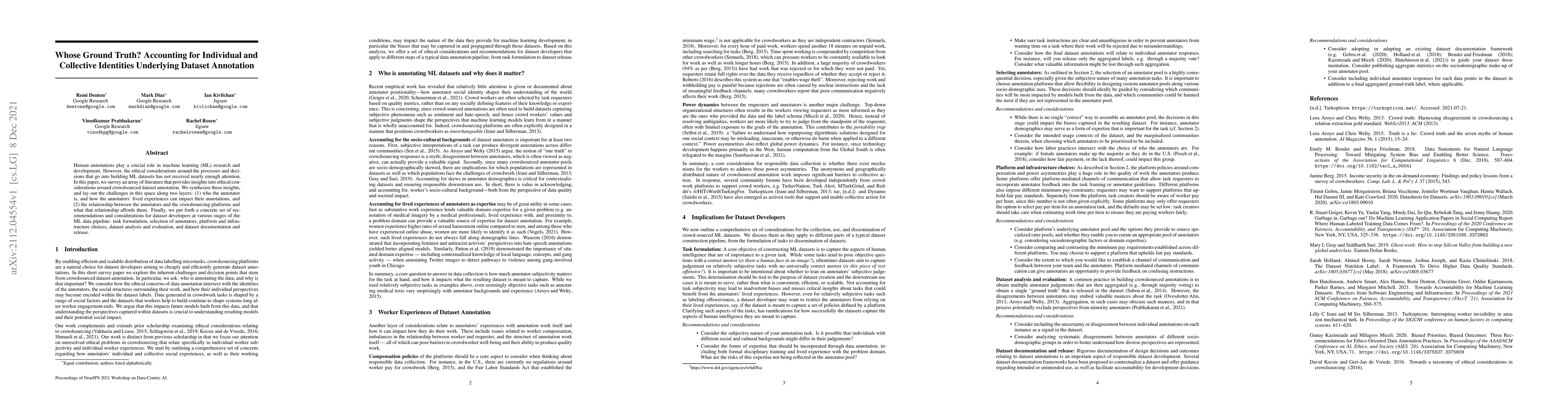 Thumbnail for Whose Ground Truth? Accounting for Individual and Collective Identities
  Underlying Dataset Annotation
