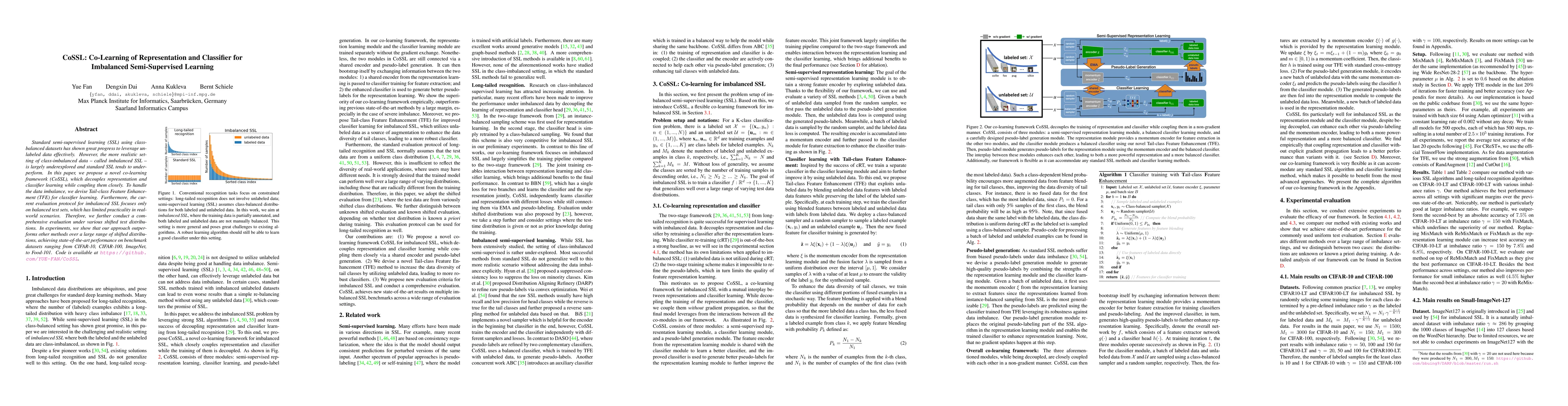 Thumbnail for CoSSL: Co-Learning of Representation and Classifier for Imbalanced
  Semi-Supervised Learning