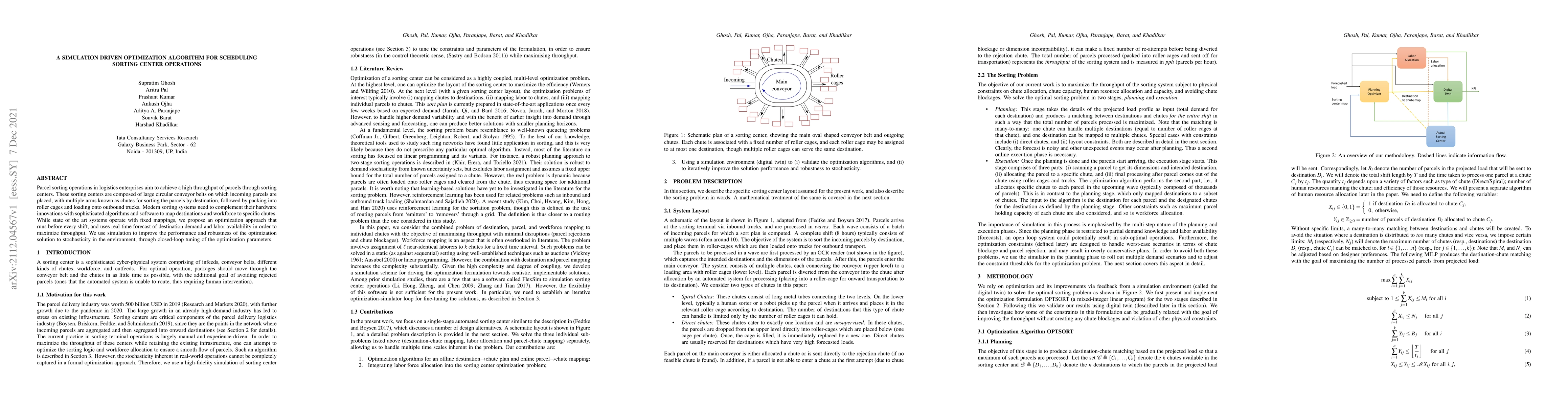 Thumbnail for A simulation driven optimization algorithm for scheduling sorting center
  operations
