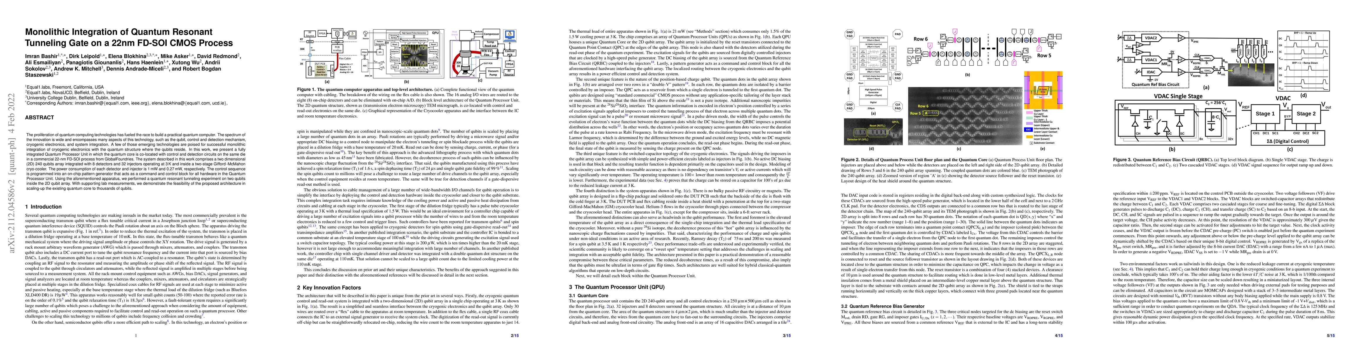 Thumbnail for Monolithic Integration of Quantum Resonant Tunneling Gate on a 22nm
  FD-SOI CMOS Process