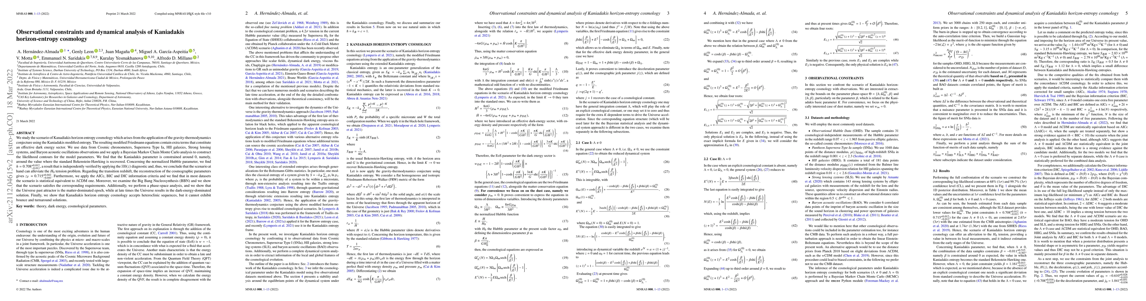 Thumbnail for Observational constraints and dynamical analysis of Kaniadakis
  horizon-entropy cosmology