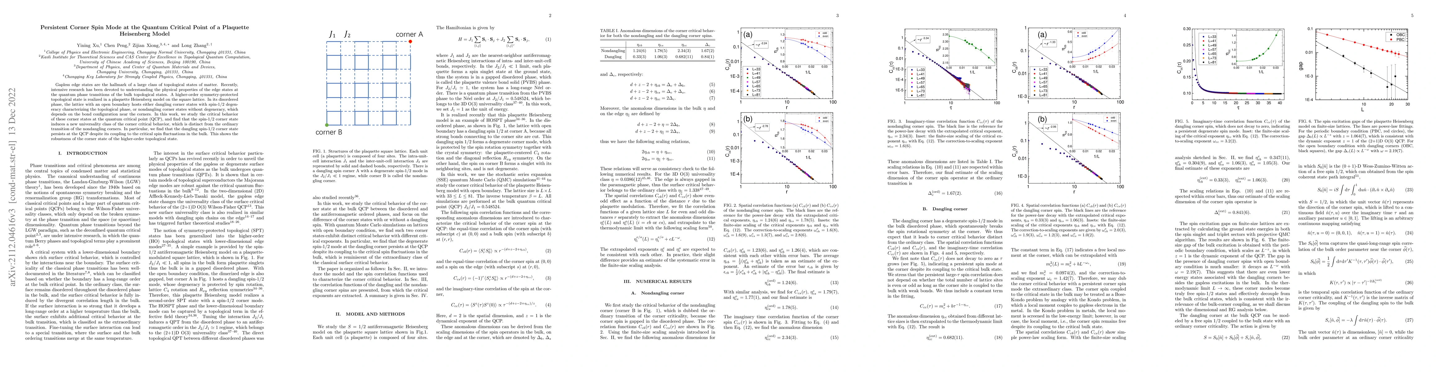 Thumbnail for Persistent Corner Spin Mode at the Quantum Critical Point of a Plaquette
  Heisenberg Model