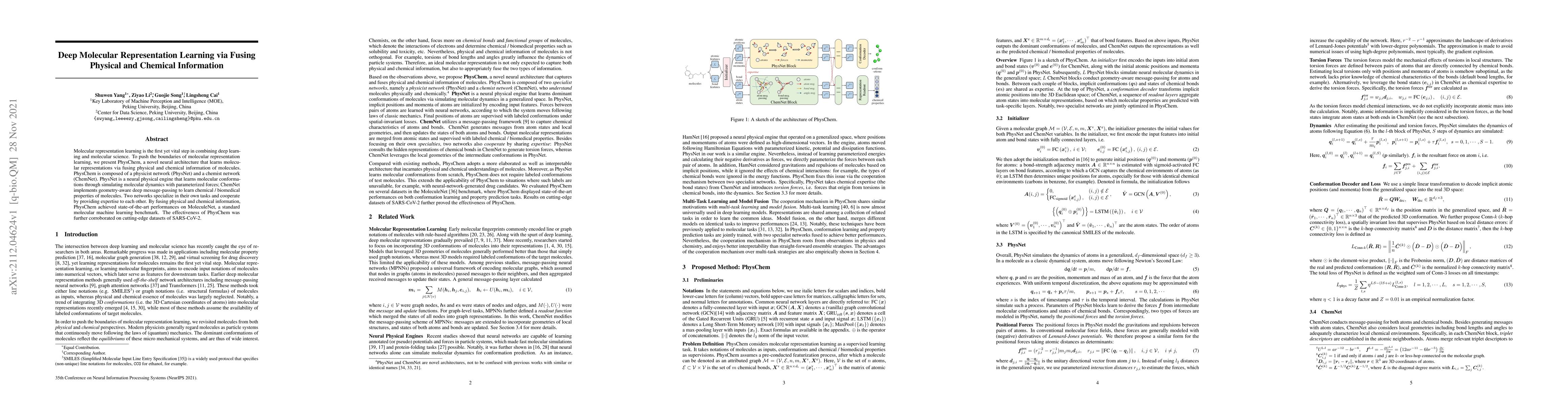 Thumbnail for Deep Molecular Representation Learning via Fusing Physical and Chemical
  Information