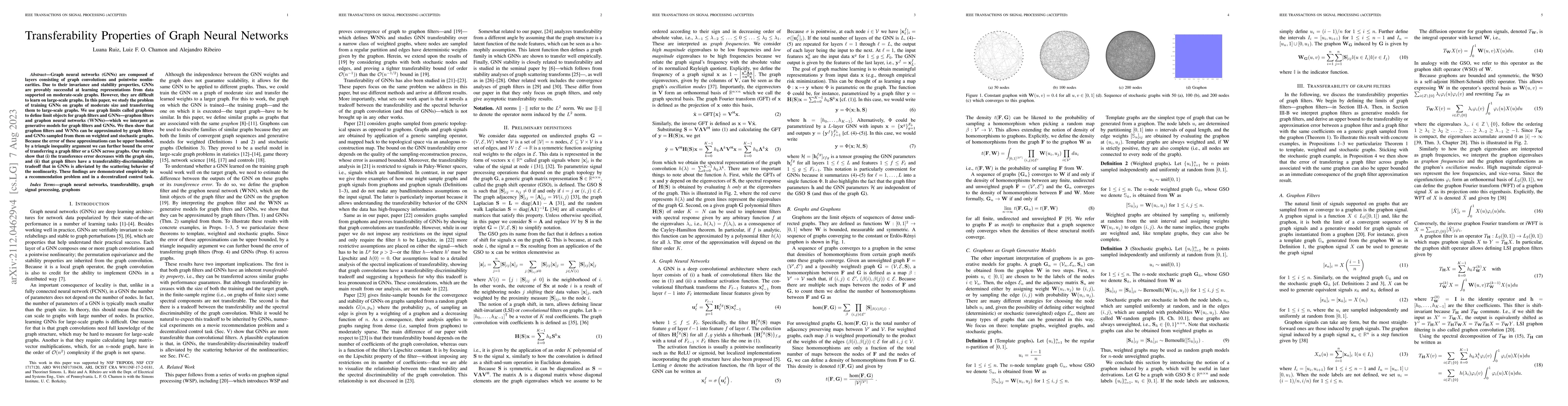 Thumbnail for Transferability Properties of Graph Neural Networks