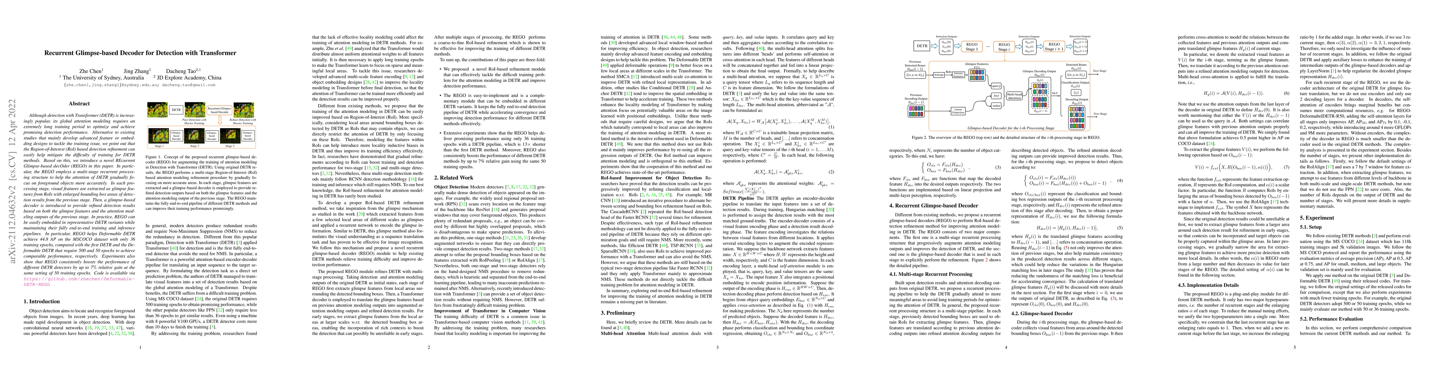 Thumbnail for Recurrent Glimpse-based Decoder for Detection with Transformer