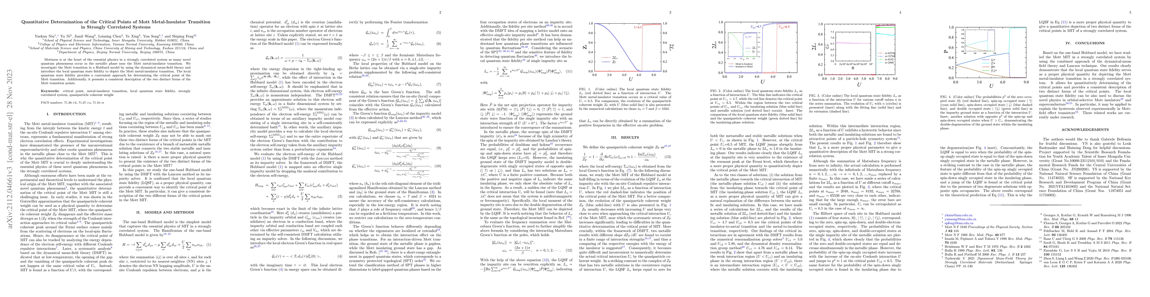 Thumbnail for Quantitative Determination of the Critical Points of Mott
  Metal-Insulator Transition in Strongly Correlated Systems