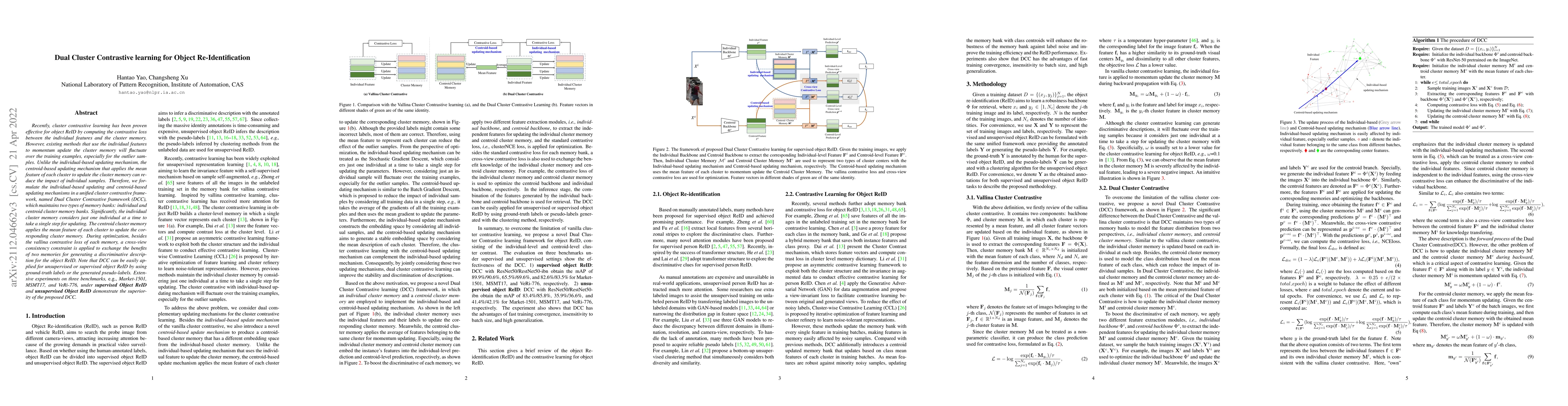 Thumbnail for Dual Cluster Contrastive learning for Object Re-Identification