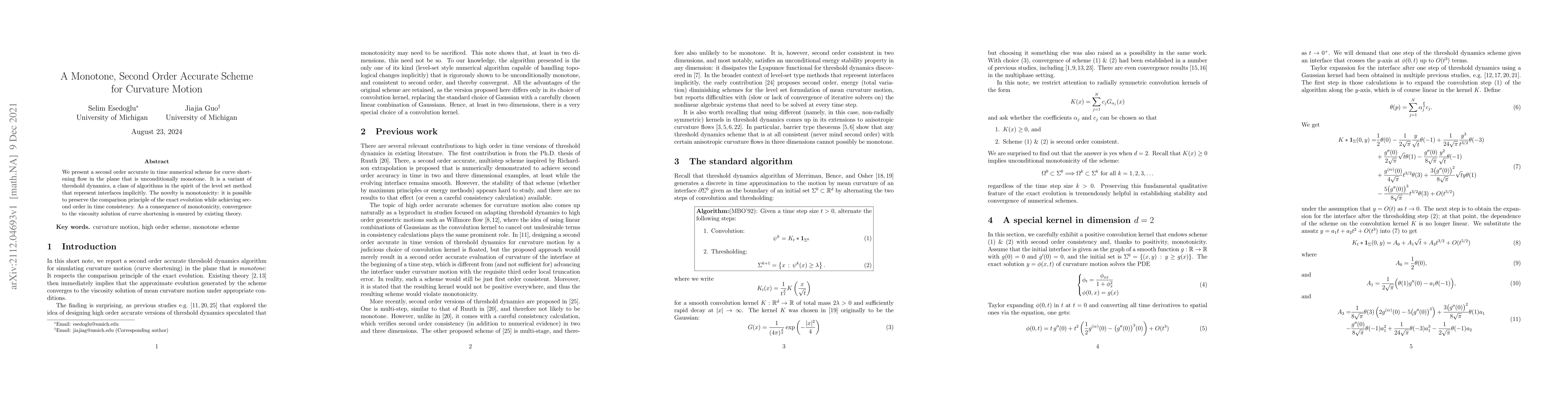 Thumbnail for A Monotone, Second Order Accurate Scheme for Curvature Motion
