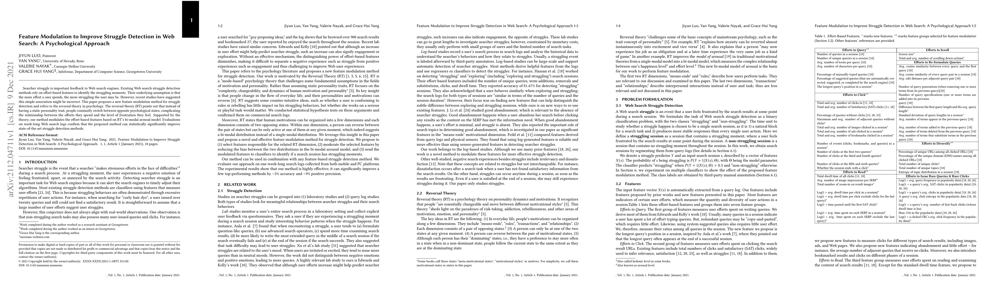 Thumbnail for Feature Modulation to Improve Struggle Detection in Web Search: A
  Psychological Approach
