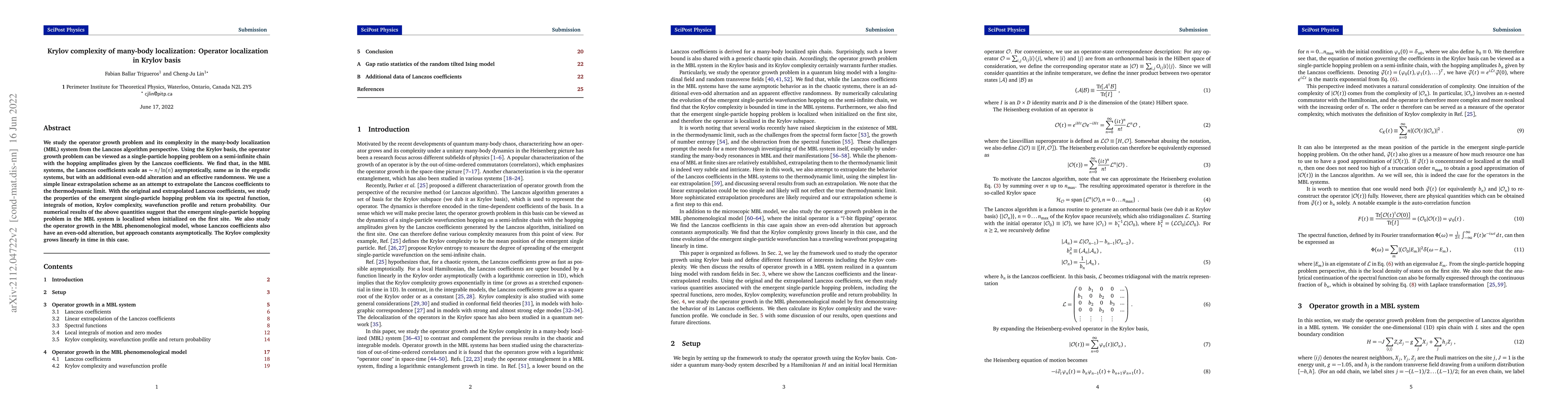 Thumbnail for Krylov complexity of many-body localization: Operator localization in
  Krylov basis