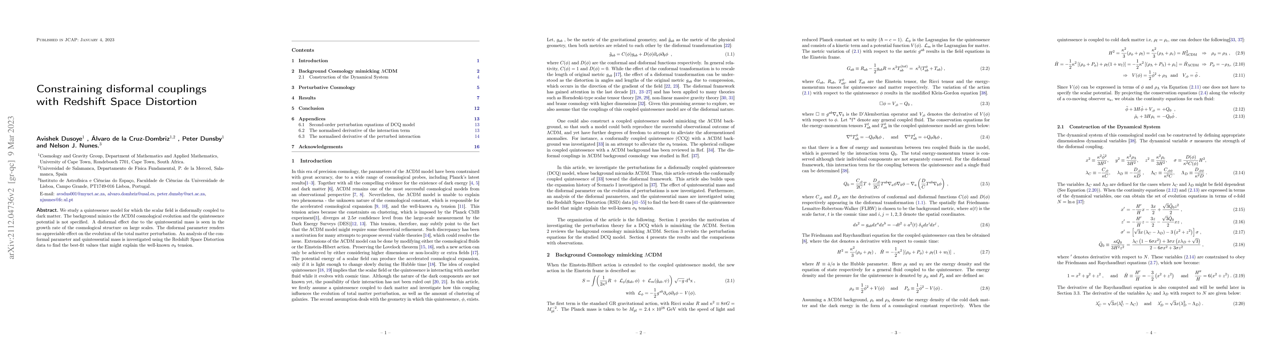Thumbnail for Constraining disformal couplings with Redshift Space Distortion