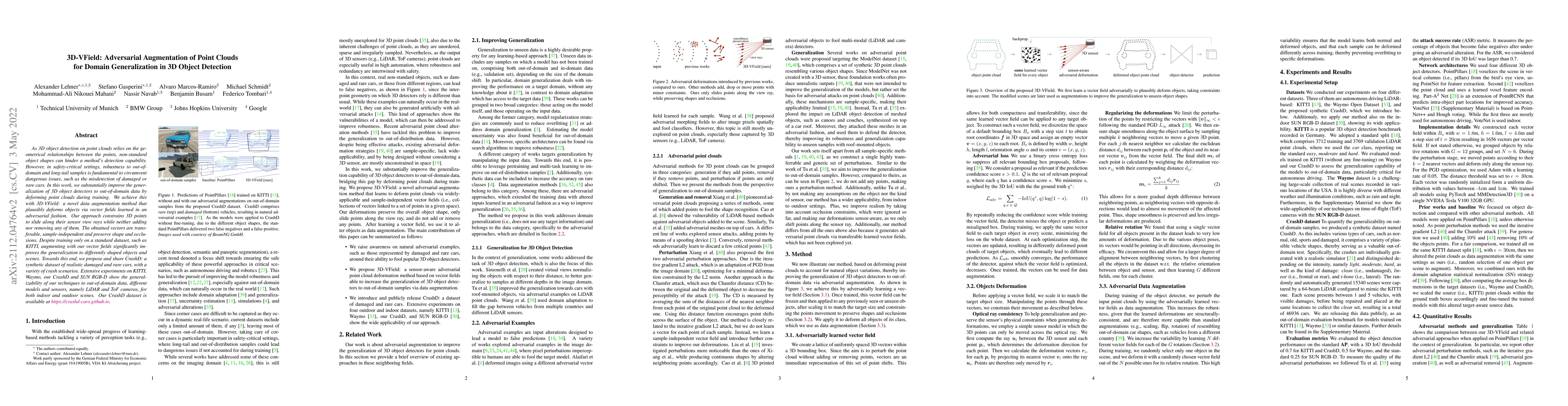 Thumbnail for 3D-VField: Adversarial Augmentation of Point Clouds for Domain
  Generalization in 3D Object Detection