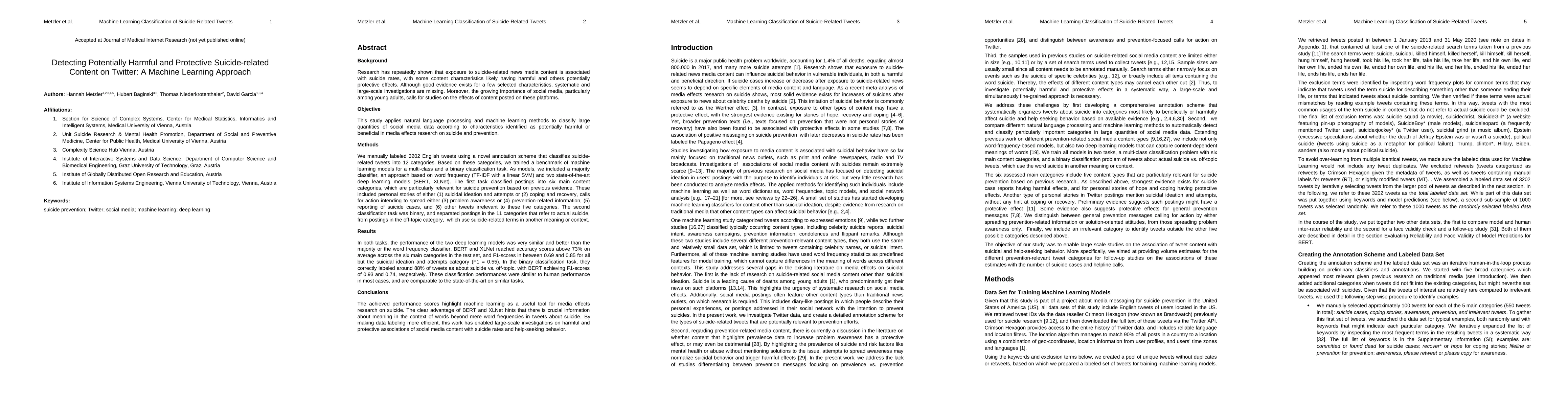Thumbnail for Detecting potentially harmful and protective suicide-related content on
  twitter: A machine learning approach