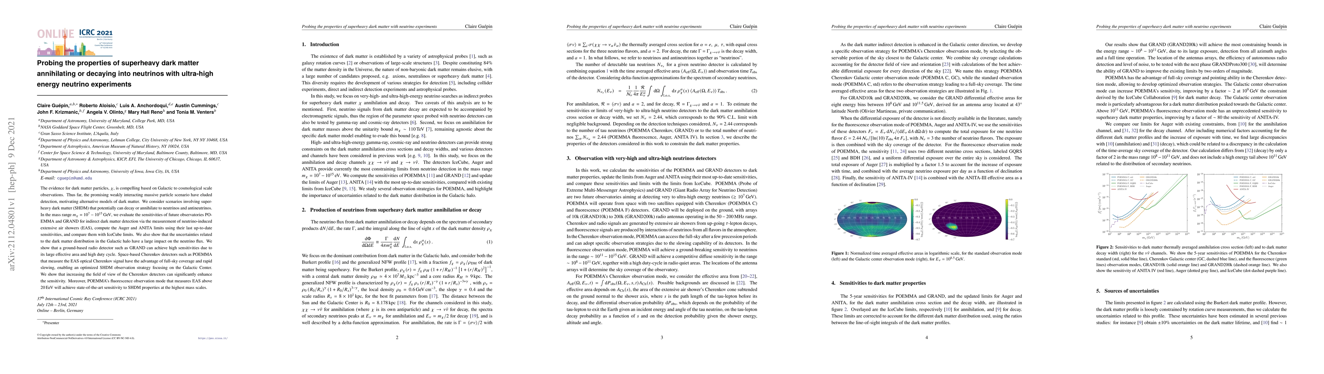 Thumbnail for Probing the properties of superheavy dark matter annihilating or
  decaying into neutrinos with ultra-high energy neutrino experiments
