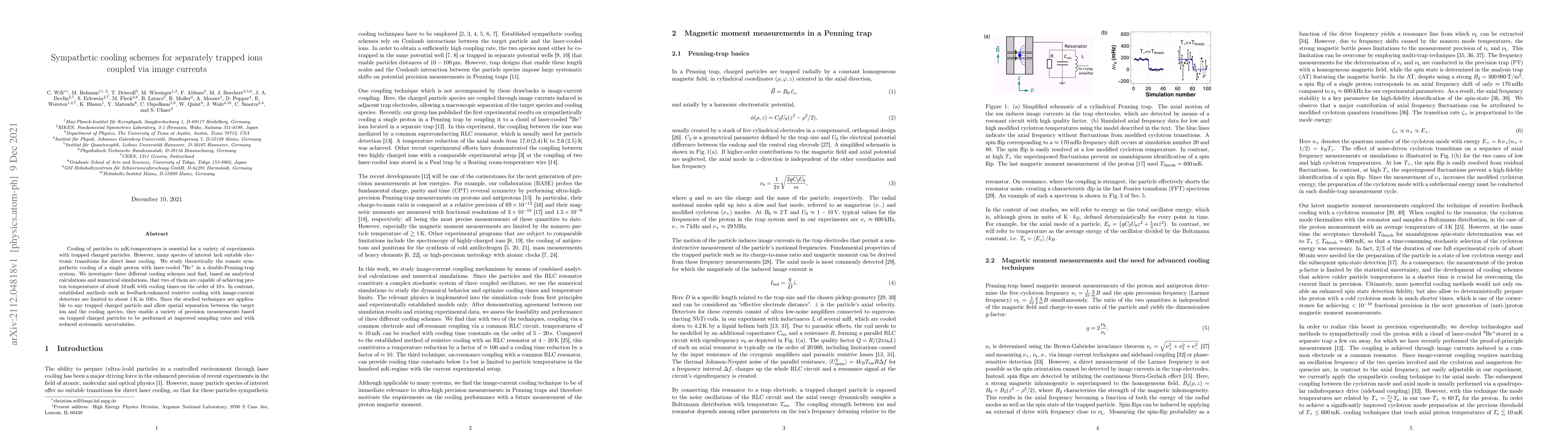 Thumbnail for Sympathetic cooling schemes for separately trapped ions coupled via
  image currents