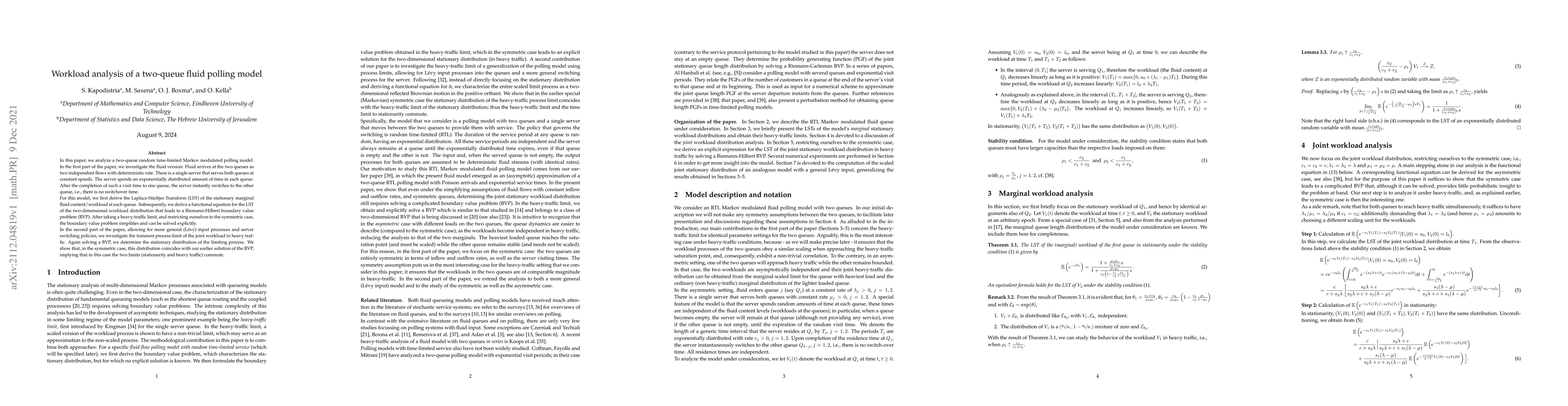 Thumbnail for Workload analysis of a two-queue fluid polling model
