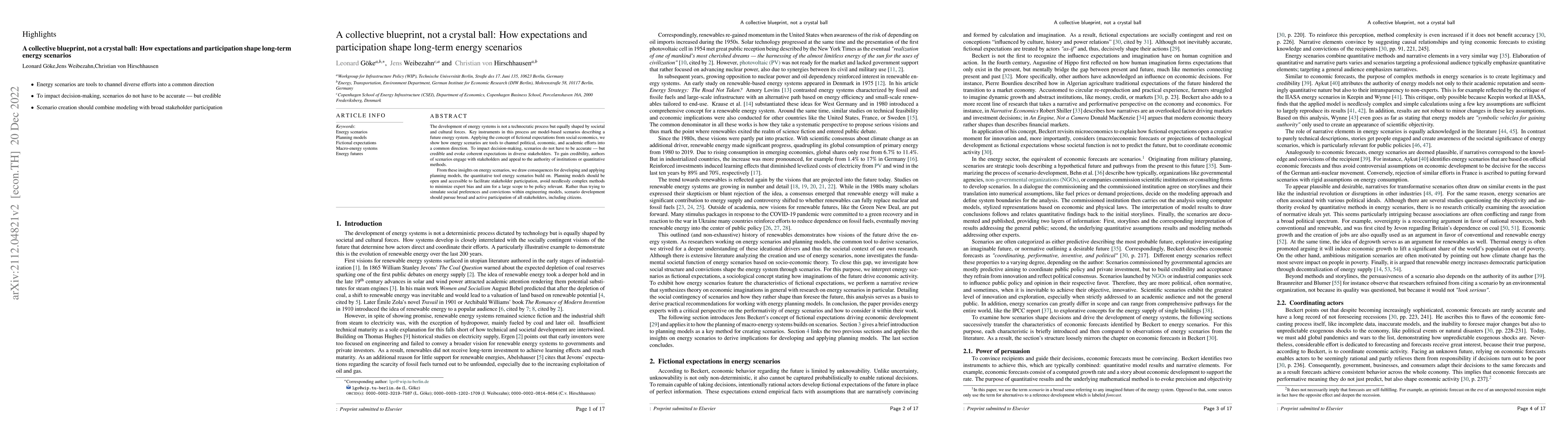 Thumbnail for A collective blueprint, not a crystal ball: How expectations and
  participation shape long-term energy scenarios
