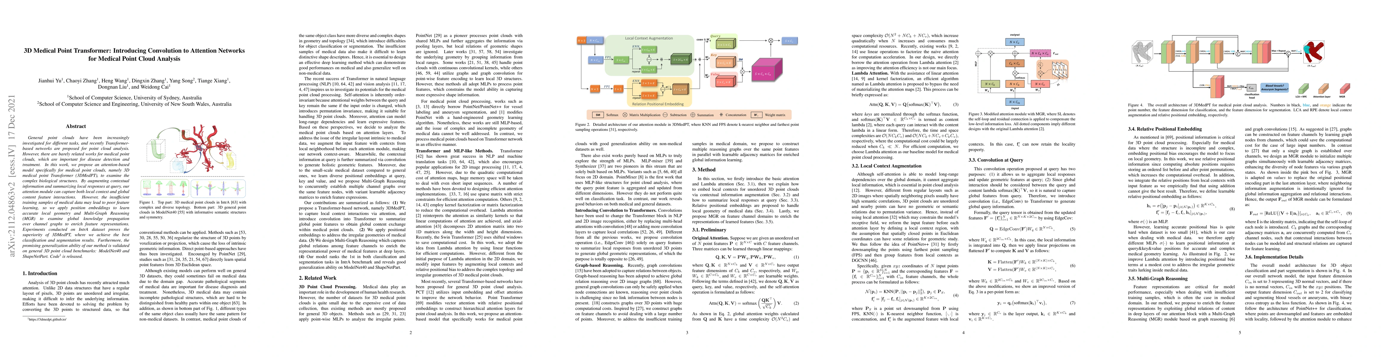 Thumbnail for 3D Medical Point Transformer: Introducing Convolution to Attention
  Networks for Medical Point Cloud Analysis