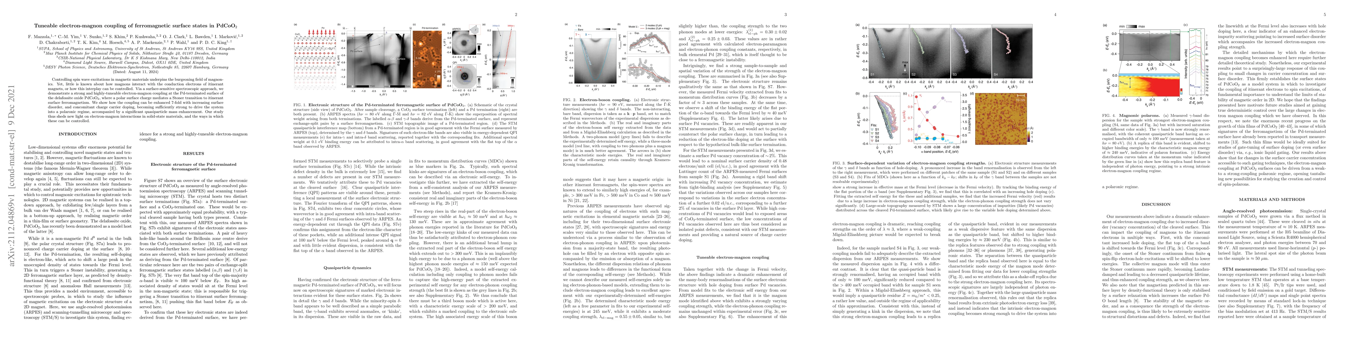 Thumbnail for Tuneable electron-magnon coupling of ferromagnetic surface states in
  PdCoO$_2$