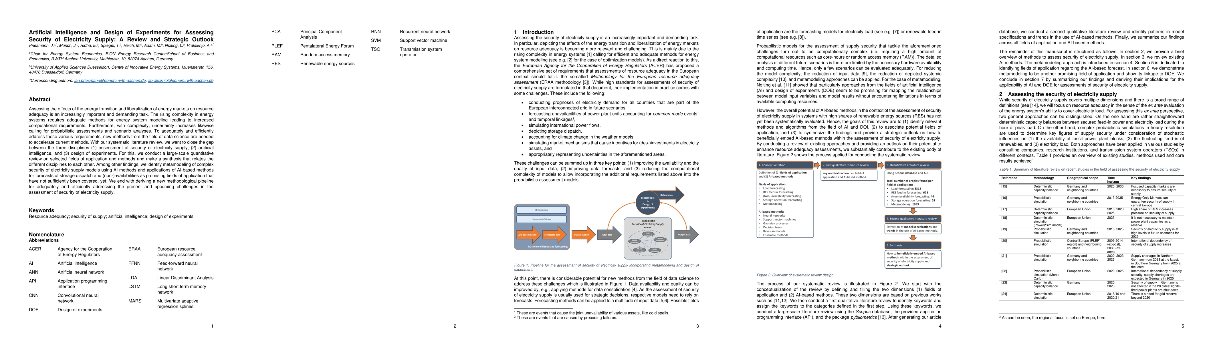 Thumbnail for Artificial Intelligence and Design of Experiments for Assessing Security
  of Electricity Supply: A Review and Strategic Outlook