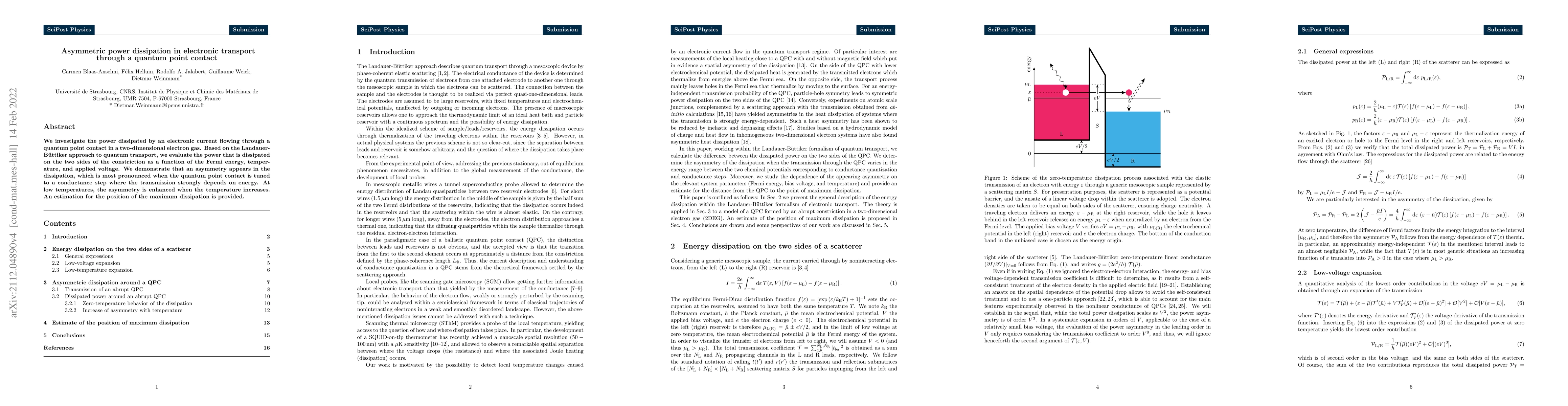 Thumbnail for Asymmetric power dissipation in electronic transport through a quantum
  point contact