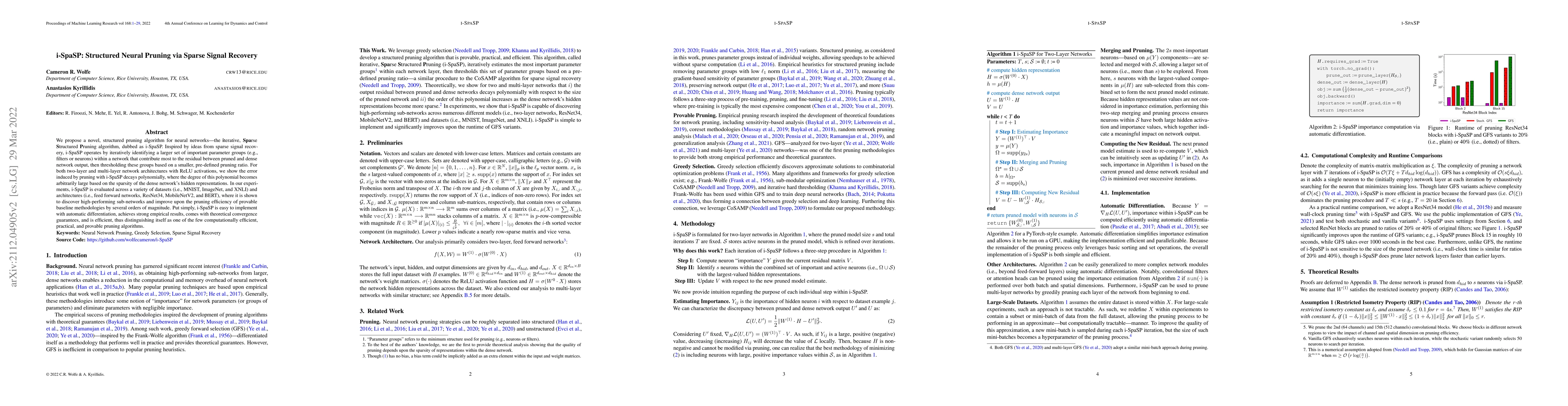 Thumbnail for i-SpaSP: Structured Neural Pruning via Sparse Signal Recovery