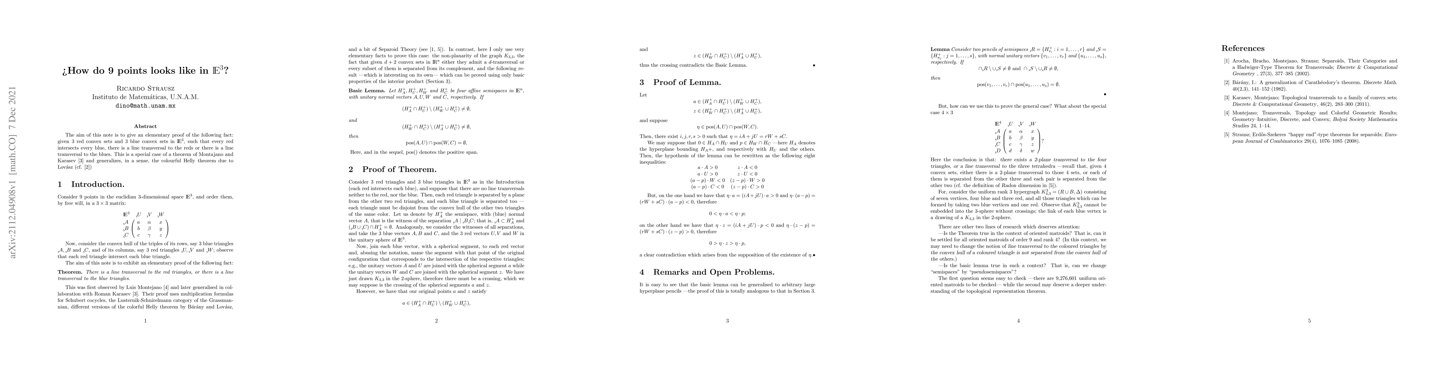 Thumbnail for How do 9 points look like in $E^3$?