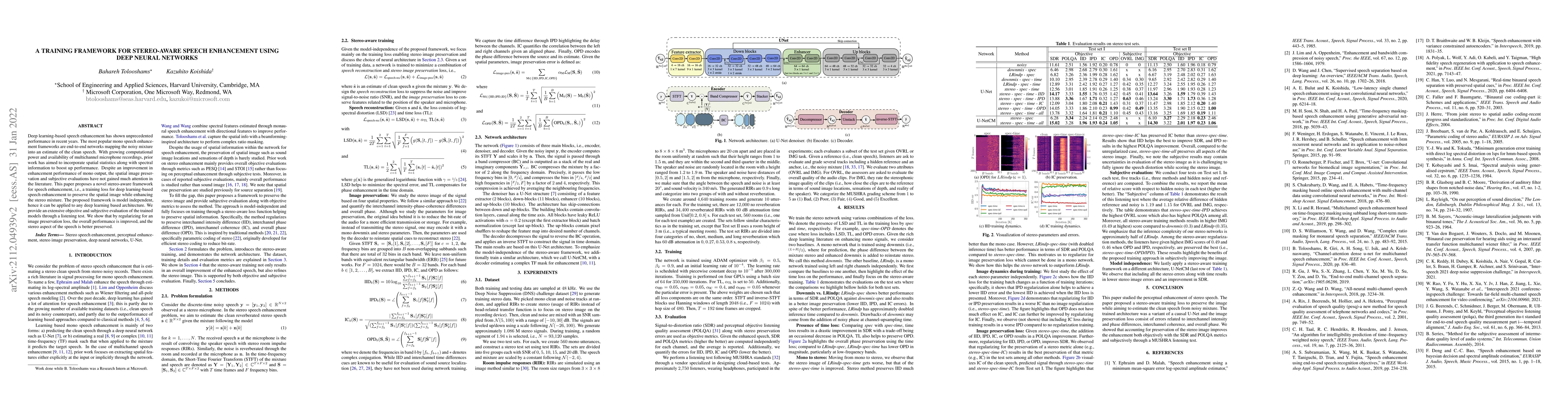 Thumbnail for A Training Framework for Stereo-Aware Speech Enhancement using Deep
  Neural Networks