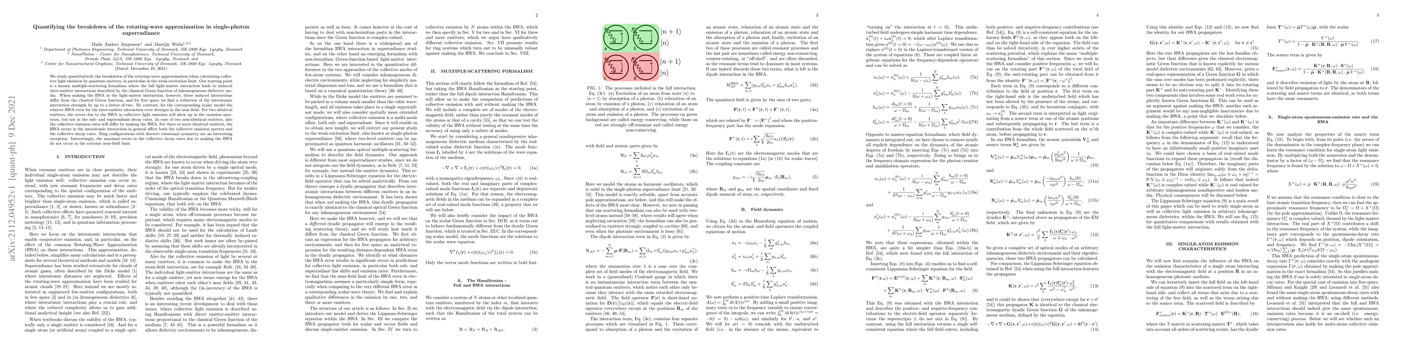 Thumbnail for Quantifying the breakdown of the rotating-wave approximation in
  single-photon superradiance