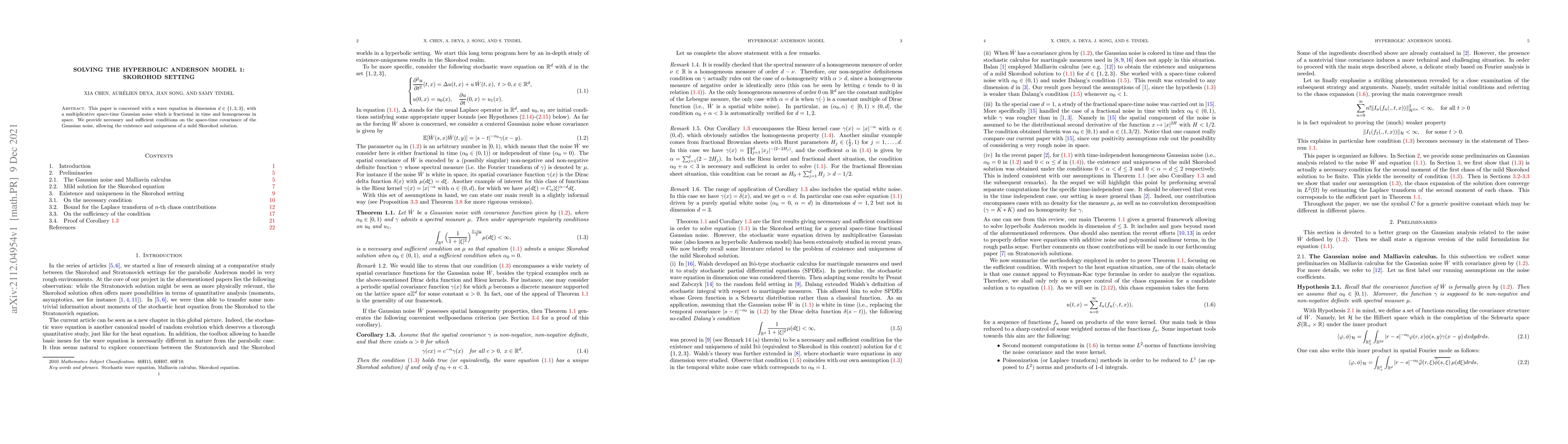 Thumbnail for Solving the hyperbolic Anderson model 1: Skorohod setting