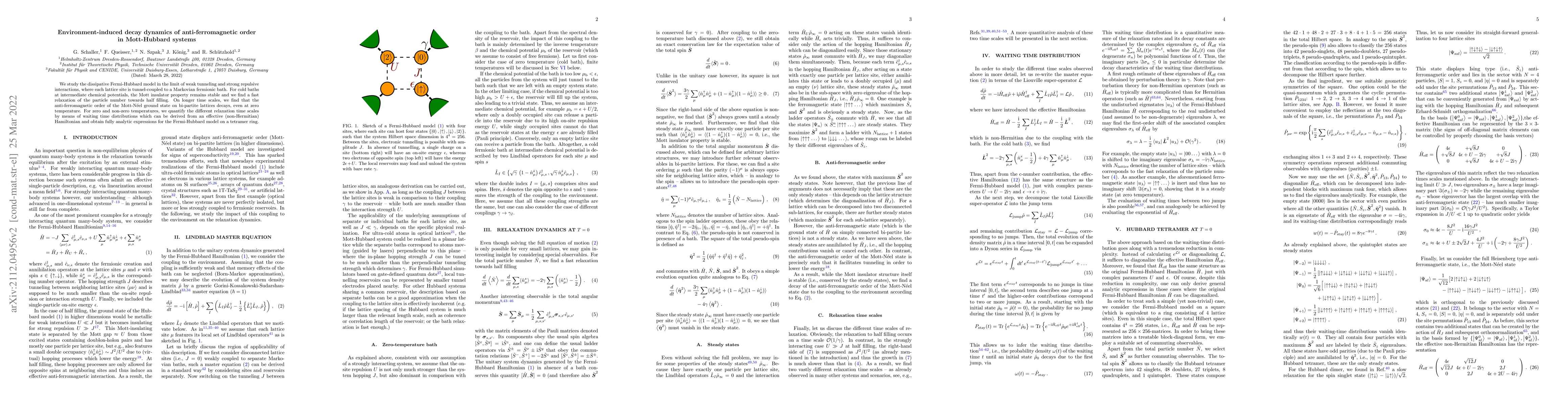 Thumbnail for Environment-induced decay dynamics of anti-ferromagnetic order in
  Mott-Hubbard systems