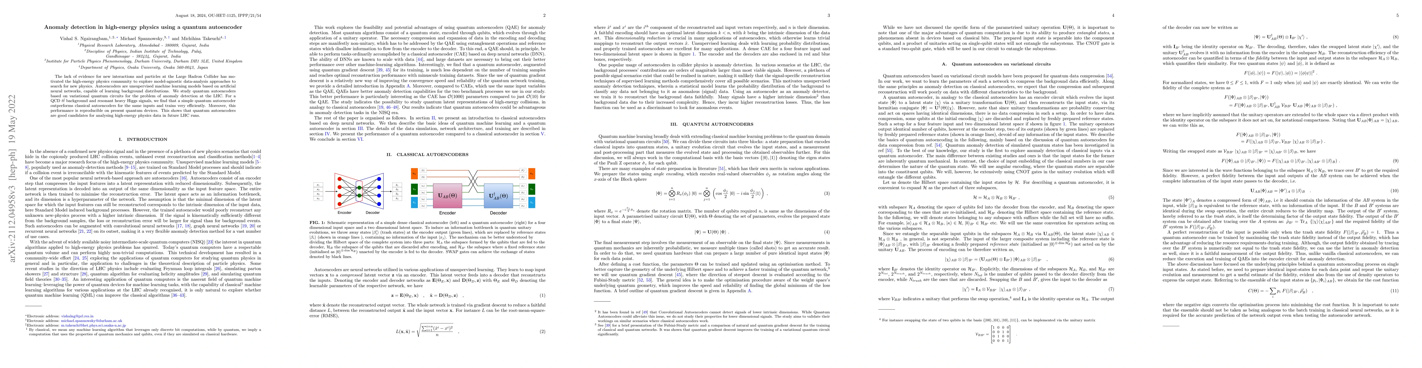 Thumbnail for Anomaly detection in high-energy physics using a quantum autoencoder