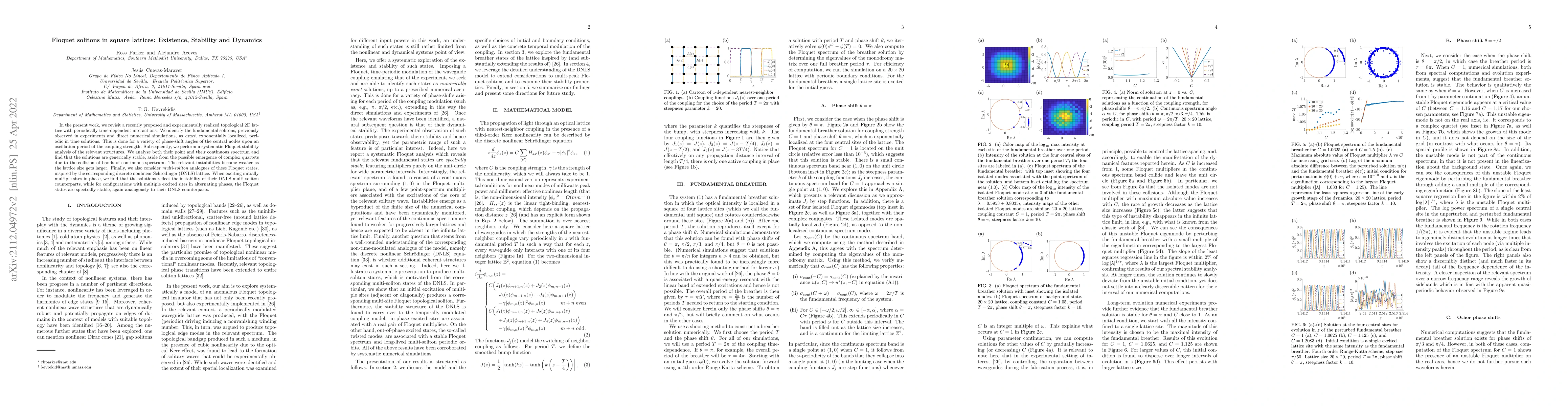 Thumbnail for Floquet solitons in square lattices: Existence, Stability and Dynamics