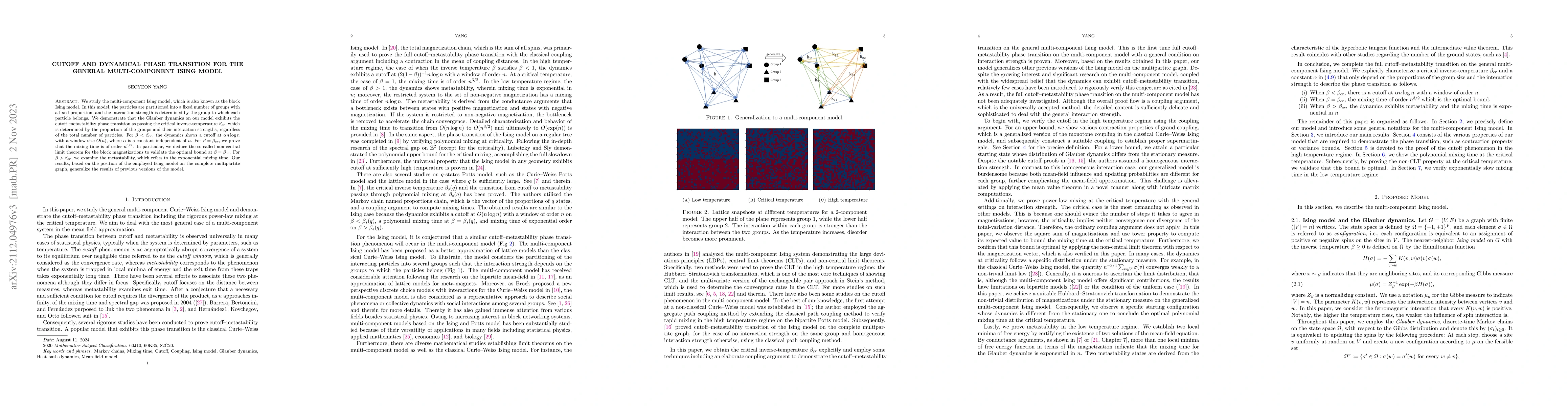 Thumbnail for Cutoff and Dynamical Phase Transition for the General Multi-component
  Ising Model
