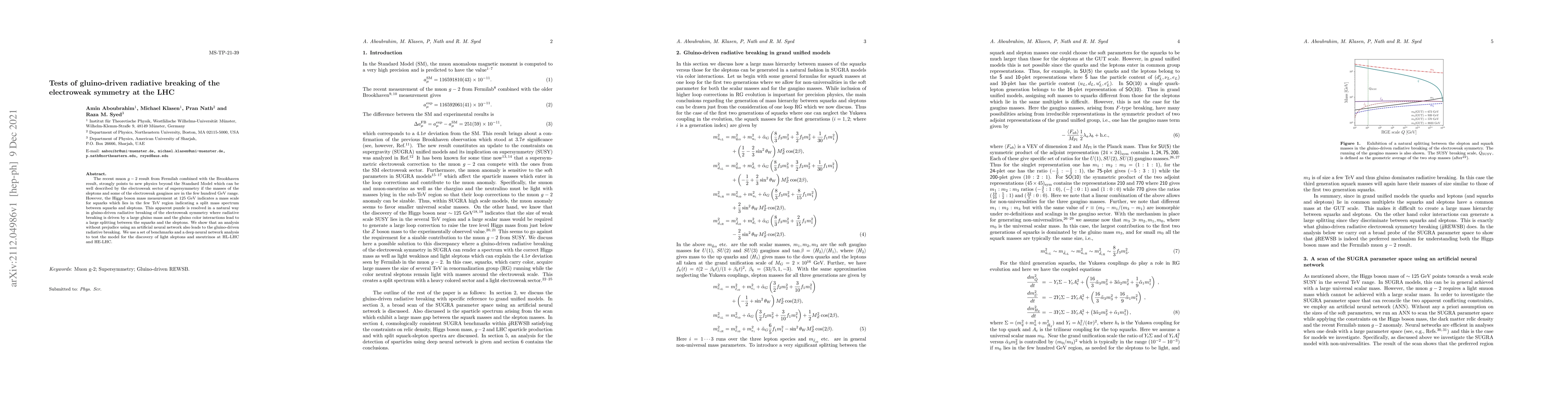 Thumbnail for Tests of gluino-driven radiative breaking of the electroweak symmetry at
  the LHC