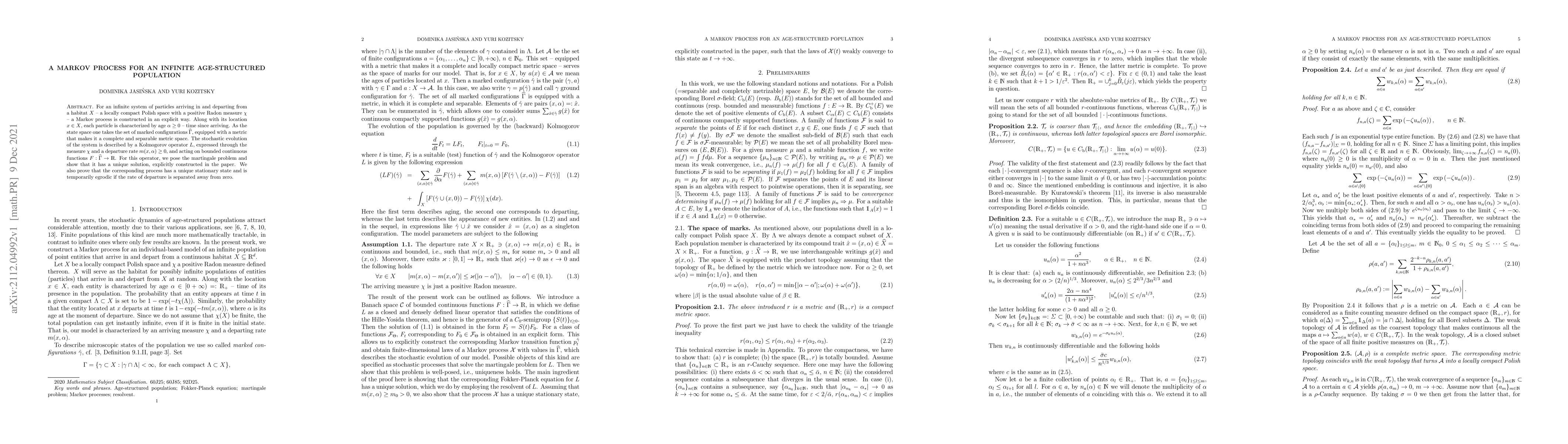 Thumbnail for A Markov process for an infinite age-structured population