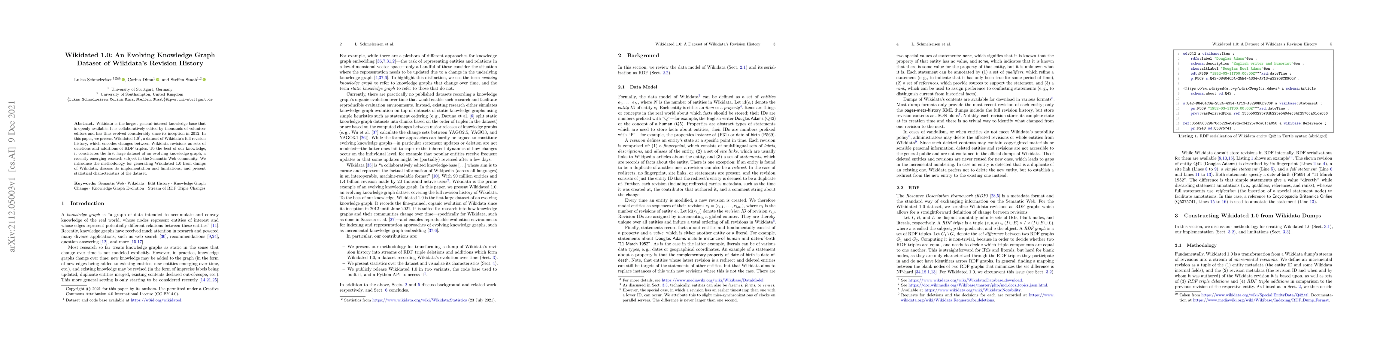 Thumbnail for Wikidated 1.0: An Evolving Knowledge Graph Dataset of Wikidata's
  Revision History