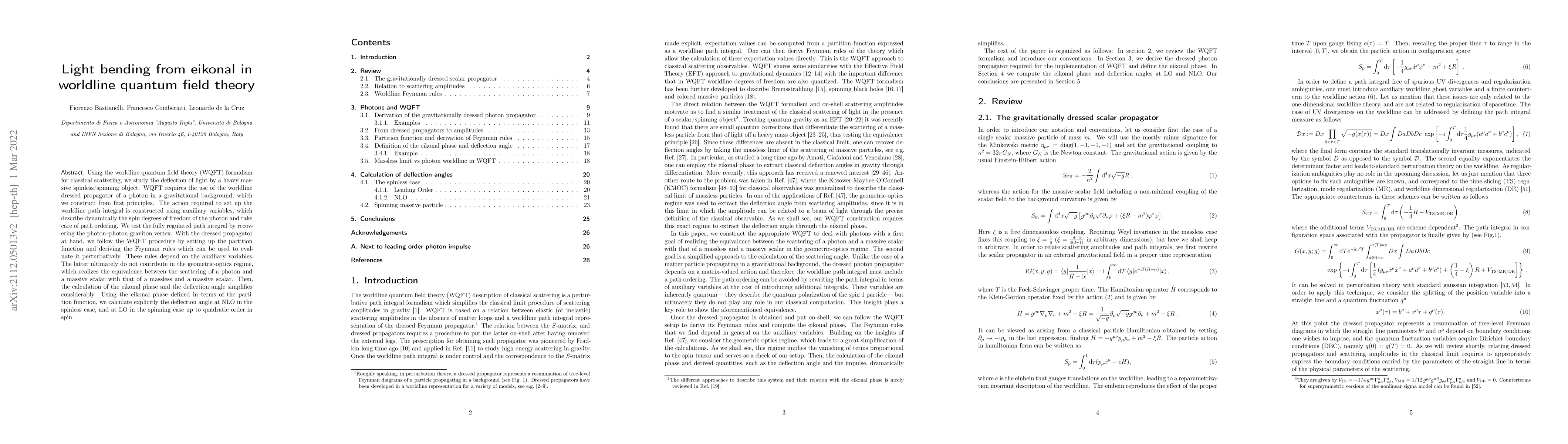 Thumbnail for Light bending from eikonal in worldline quantum field theory