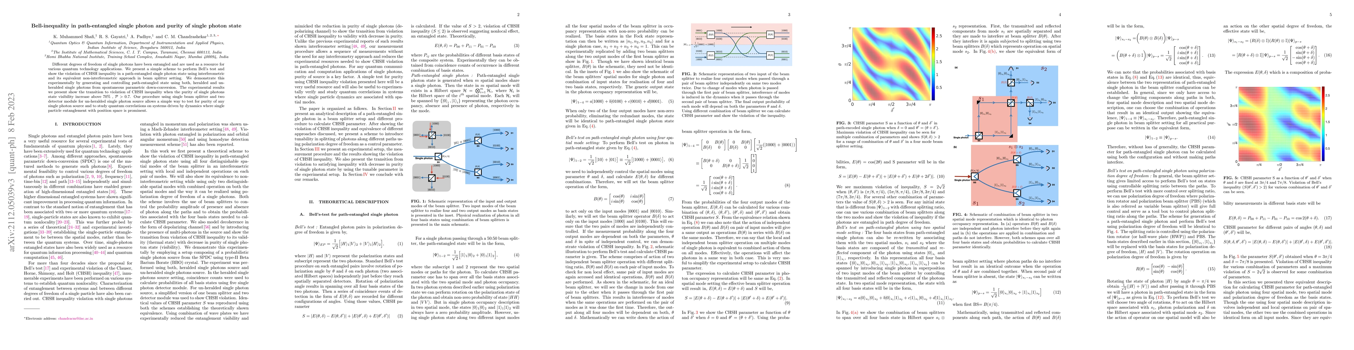 Thumbnail for Bell-inequality in path-entangled single photon and purity of single
  photon state