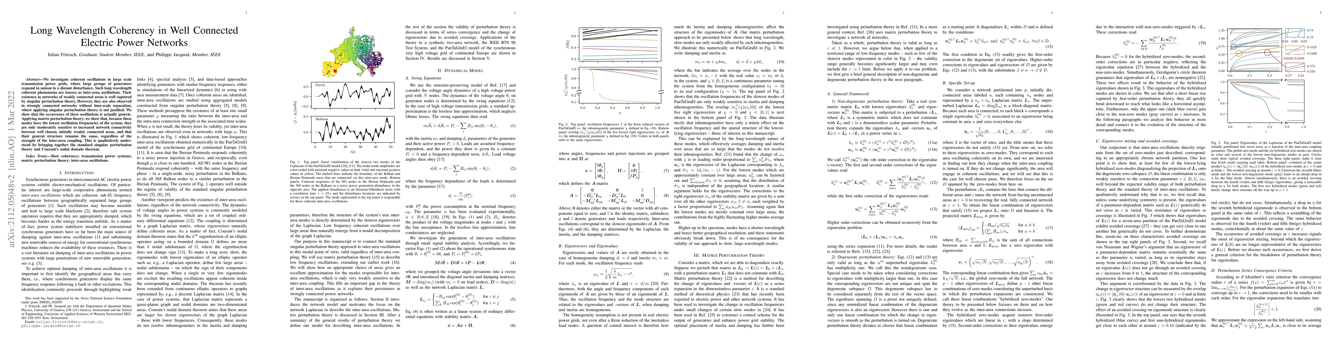 Thumbnail for Long Wavelength Coherency in Well Connected Electric Power Networks