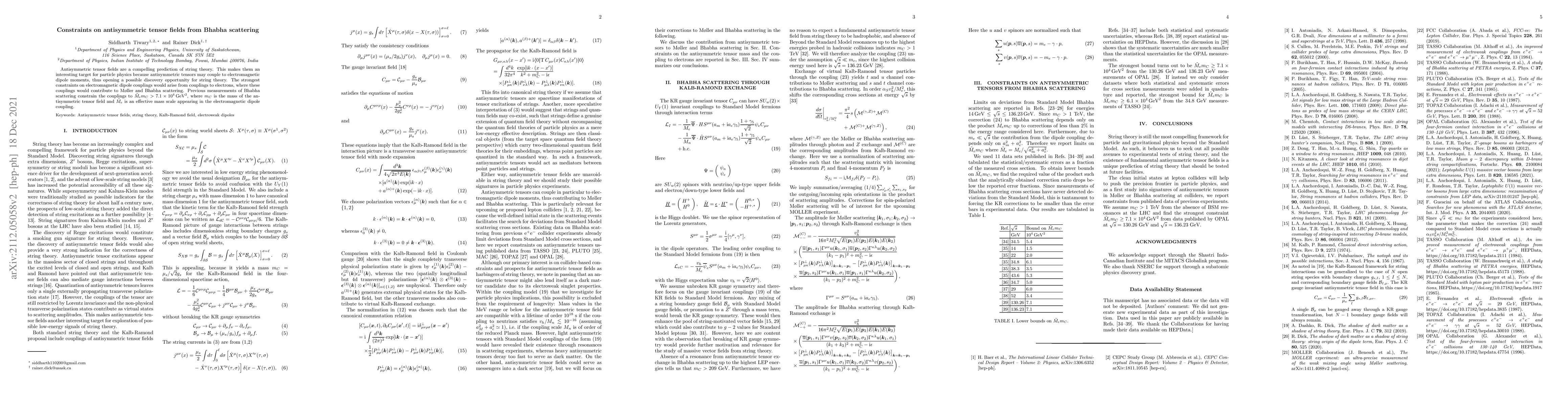 Thumbnail for Constraints on antisymmetric tensor fields from Bhabha scattering