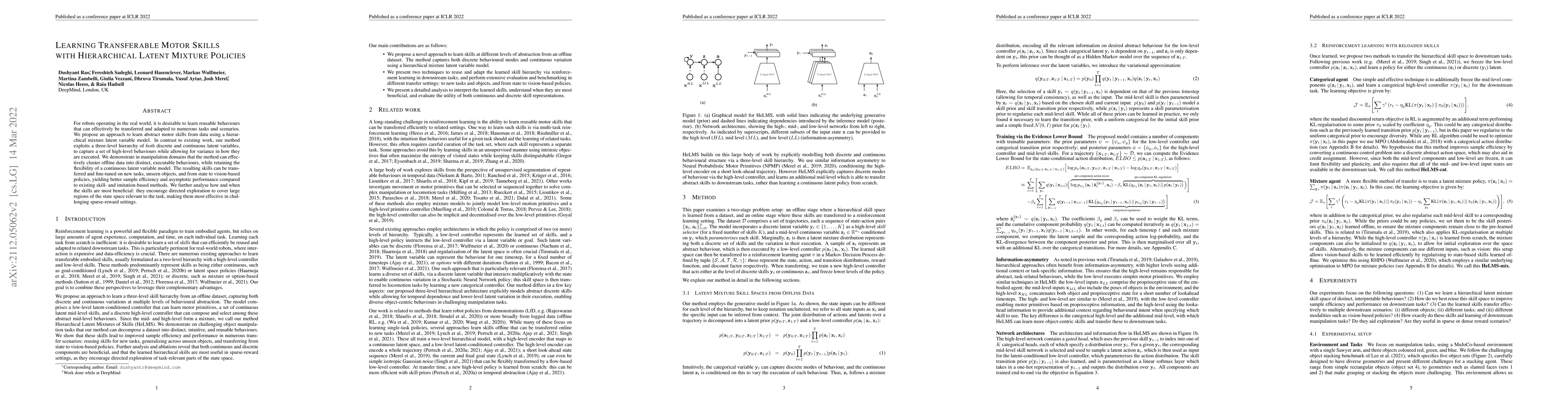 Thumbnail for Learning Transferable Motor Skills with Hierarchical Latent Mixture
  Policies