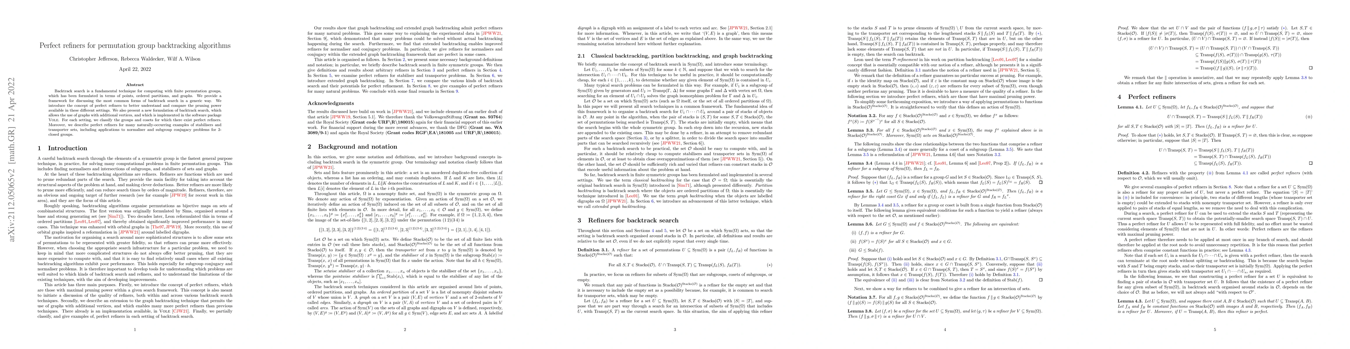 Thumbnail for Perfect refiners for permutation group backtracking algorithms