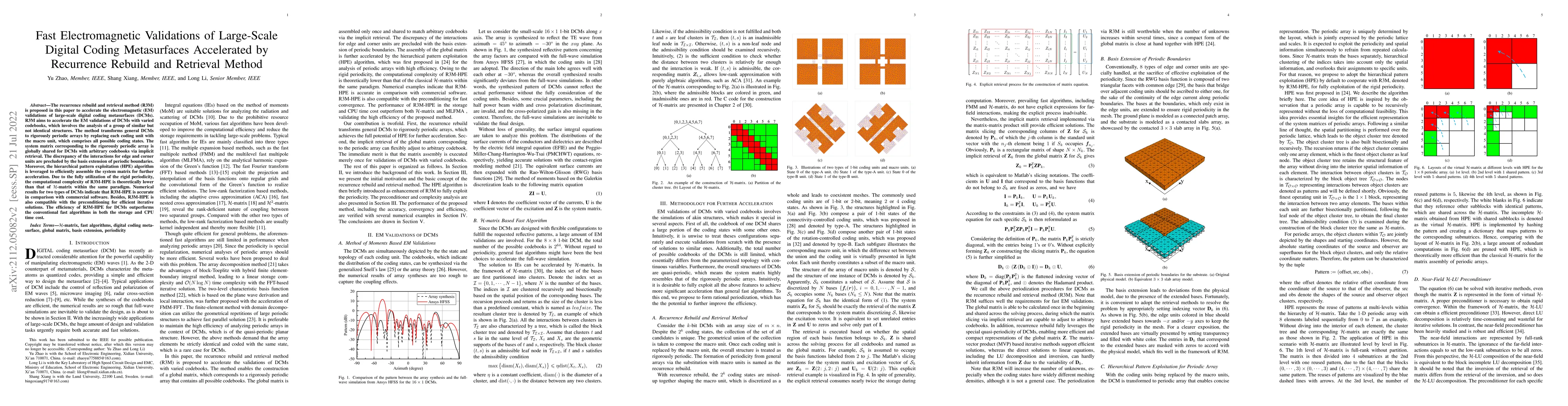 Thumbnail for Fast Electromagnetic Validations of Large-Scale Digital Coding
  Metasurfaces Accelerated by Recurrence Rebuild and Retrieval Method